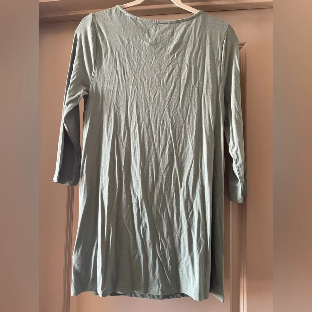 Cupio Sage Green 3/4 Sleeve Dress with Side Knot and Slit - Picture 4 of 4